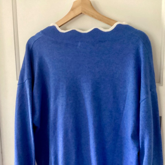 MISSLOOK Women's Blue Knitted Wool Pullover Sweater Scallop Hem Plus Size 4XL - Picture 10 of 12